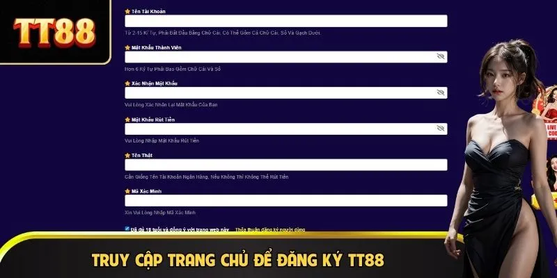 Truy cập trang chủ để đăng ký TT88